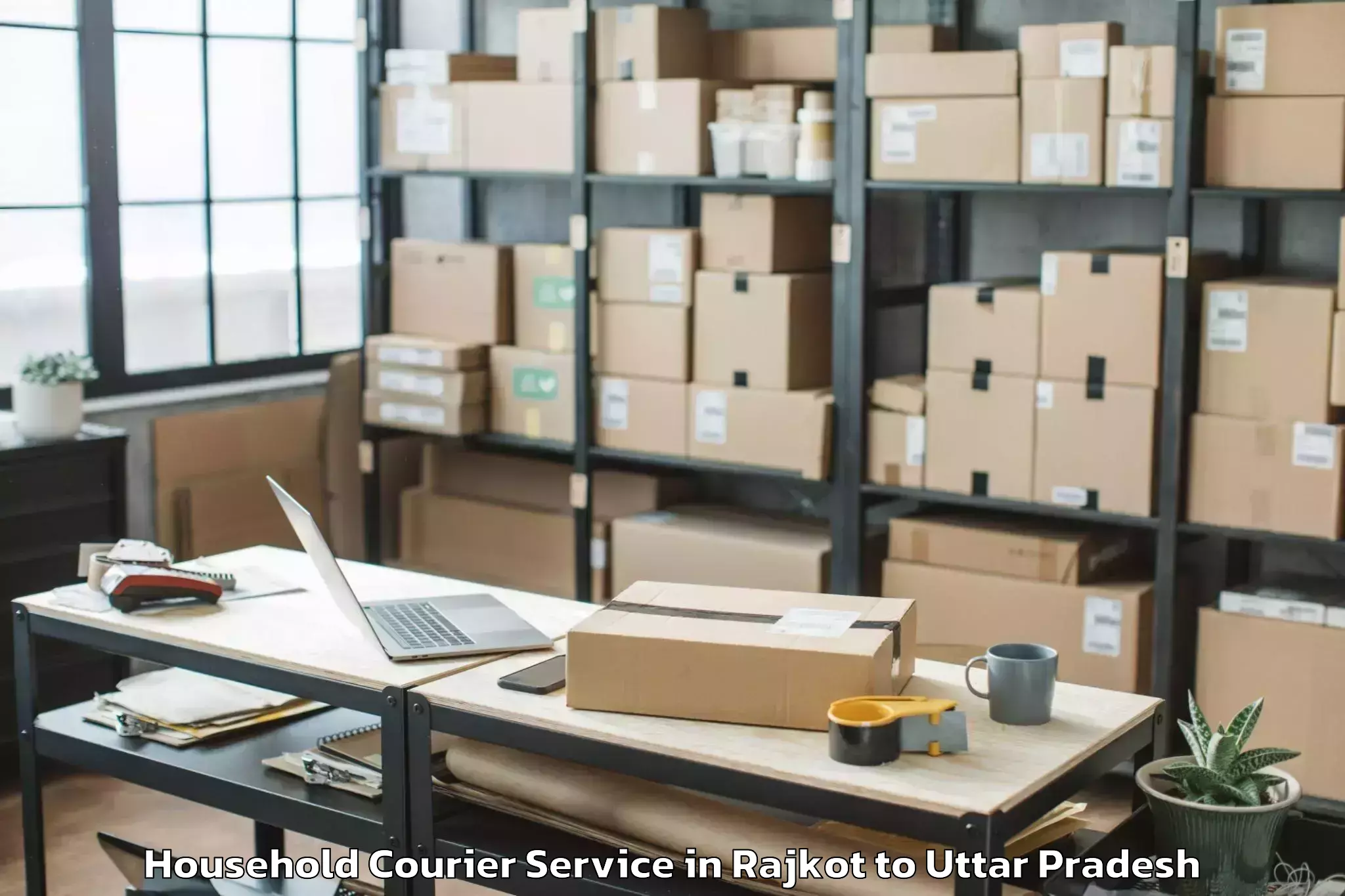 Book Rajkot to Talbehat Household Courier Online